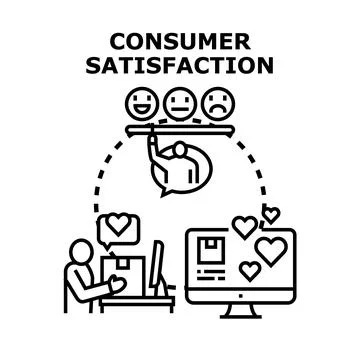 Consumer satisfaction evaluating experience and online shopping Stock Illustration