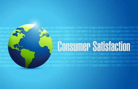 Consumer Satisfaction globe binary sign concept Stock Illustration