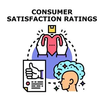 Consumer satisfaction ratings evaluating product service quality Illustrazione stock