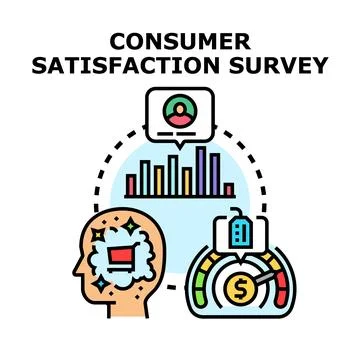 Consumer satisfaction survey evaluating customer experience and product fee.. Stock Illustration
