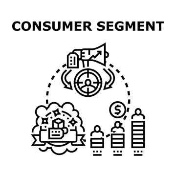 Consumer segment creating targeted marketing strategy and sales Illustrazione stock
