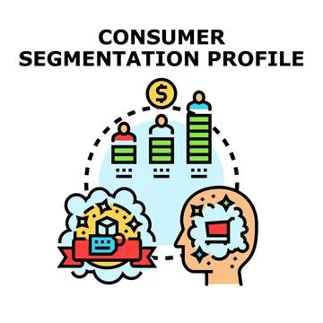 Consumer segmentation profile analyzing market groups Stock Illustration