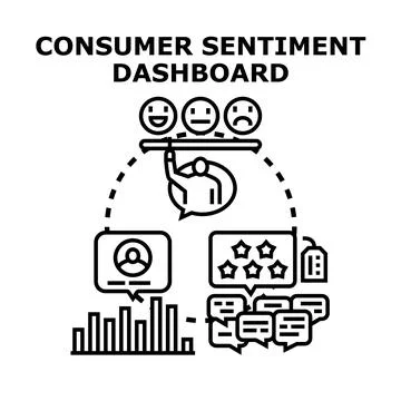 Consumer sentiment dashboard illustrating customer feedback analysis Stock Illustration