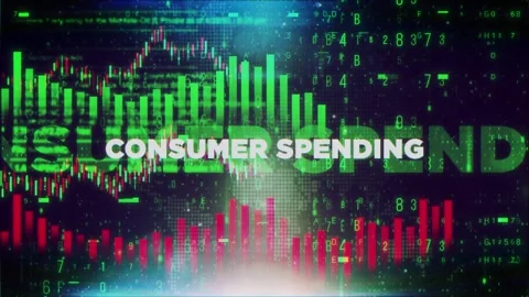 Consumer Spending With Decrease Bar Chart Graph And Arrow Green Stock Footage 320892065