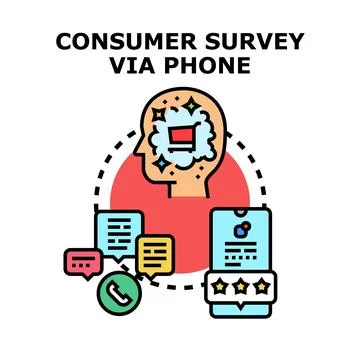 Consumer survey concept via phone for feedback 스톡 일러스트