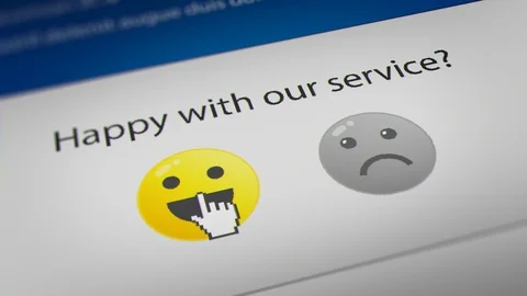 Consumer Survey With Mouse Cursor Checking Happy and Unhappy Option Stock Footage 124521378