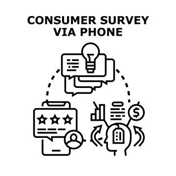Consumer survey via phone concept data analysis Stock Illustration