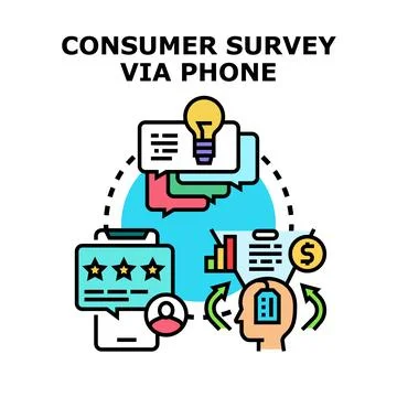 Consumer survey via phone concept data analysis Stock Illustration