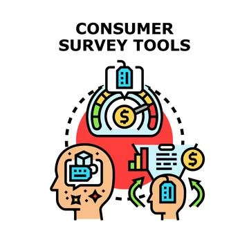 Consumer survey tools collecting client feedback data Stock Illustration