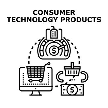 Consumer technology products purchase and retail concept Stock Illustration