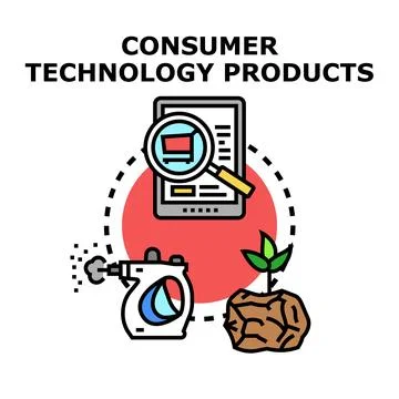 Consumer technology products retail and environmentally friendly solutions Stock Illustration