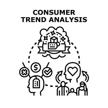 Consumer trend analysis determining customer behavior and preferences Stock Illustration