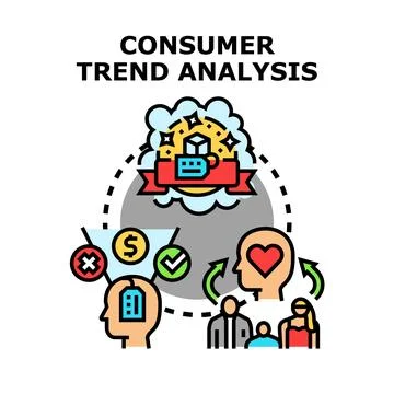 Consumer trend analysis determining customer behavior and preferences Stock Illustration