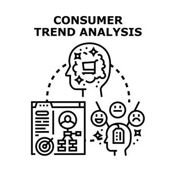 Consumer trend analysis understanding market behavior insights Stock Illustration