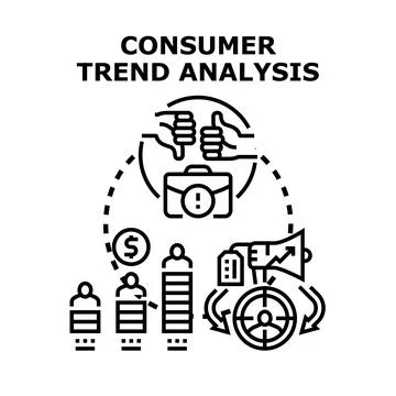 Consumer trend analysis understanding market behavior and demand Stock Illustration