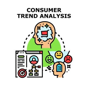 Consumer trend analysis understanding market behavior insights Stock Illustration
