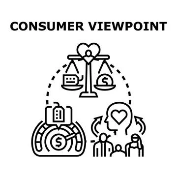 Consumer viewpoint evaluating product value and satisfaction Stock Illustration