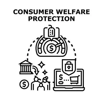 Consumer welfare protection securing financial transaction rights Stock Illustration