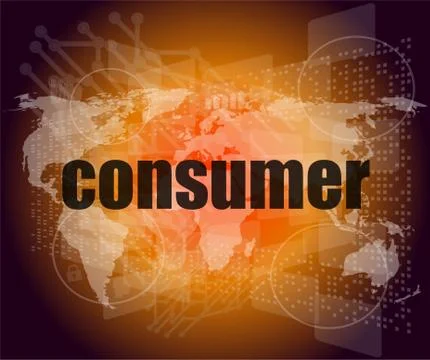 Consumer words on digital touch screen interface - business concept Stock Illustration
