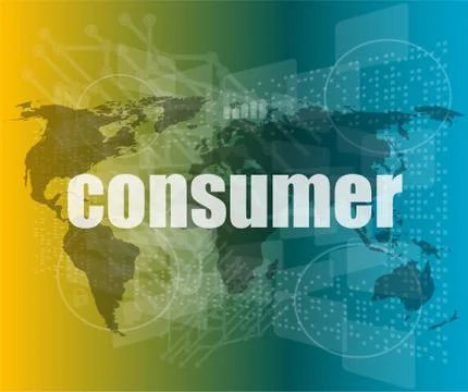 Consumer words on digital touch screen interface - business concept Illustrazione stock