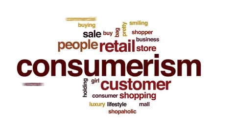 Consumerism animated word cloud, text design animation. Stock Footage