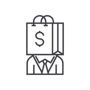 Consumerism vector line icon, sign, illustration on white background, editabl Stock Illustration