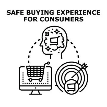 Consumers experiencing safe online purchase and secure shopping Stock Illustration