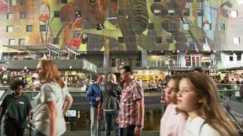 Consumers in market hall Stock-Footage 69904604