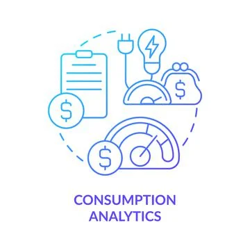 Consumption analytics blue gradient concept icon Stock Illustration