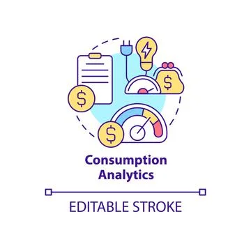 Consumption analytics concept icon Stock Illustration