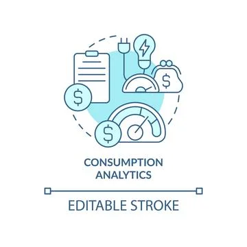 Consumption analytics turquoise concept icon Stock Illustration