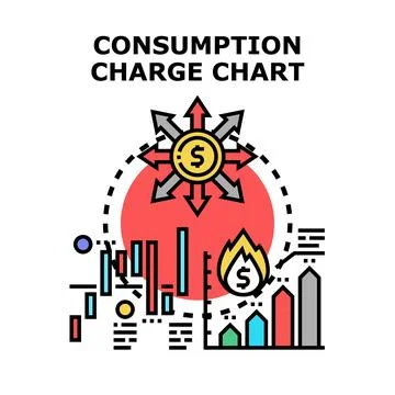 Consumption charge chart showing financial expense analysis Ilustración de archivo