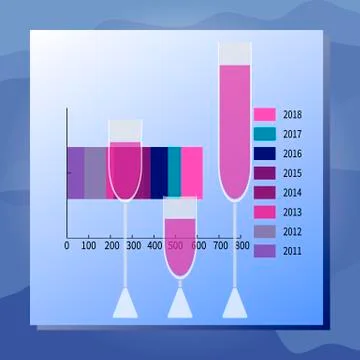 Consumption of drinks chart and full wineglasses. Illustrazione stock
