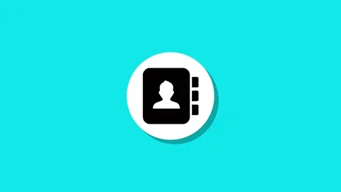 Contact book icon animation, motion graphic with a white circle and an aqua.. Stock Footage 327762902