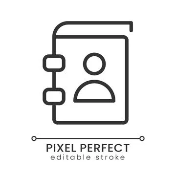 Contact book pixel perfect linear icon Stock Illustration