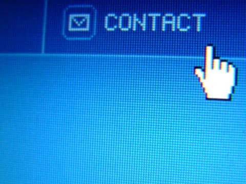 Contact button hand Fotos Stock