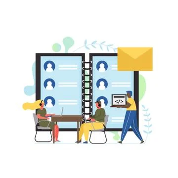 Contact center, vector flat style design illustration Stock Illustration
