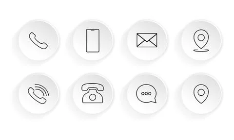 Contact, communication icon set. Location, email, envelope, chat, cell phone, Stock Illustration