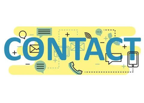 Contact concept flat line design with icons and elements. Modern contact conc Illustrazione stock