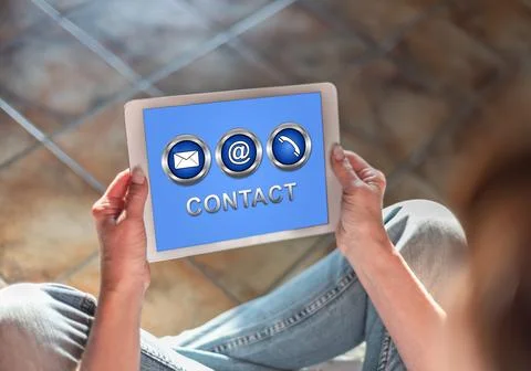 Contact concept on a tablet Stock Photos