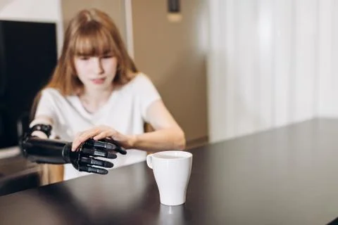 Contact with a cup. first touch after surgern Stock Photos
