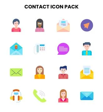 Contact Flat Bundle Icons Pack Stock Illustration