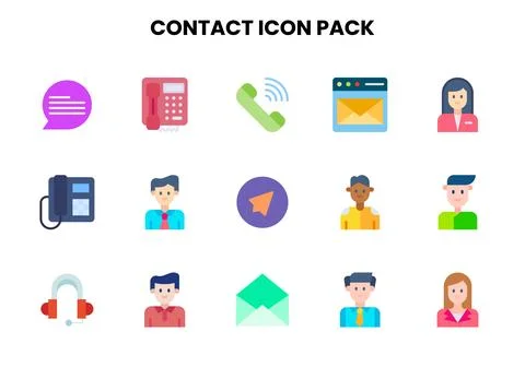 Contact Flat Graphics Icons Pack Stock Illustration