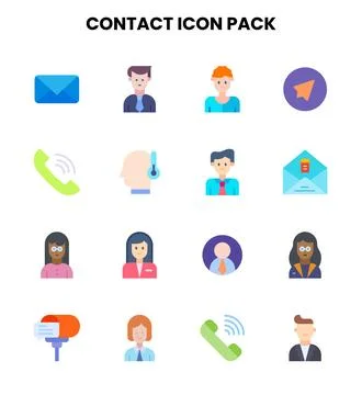 Contact Flat UI Icons Pack Stock Illustration