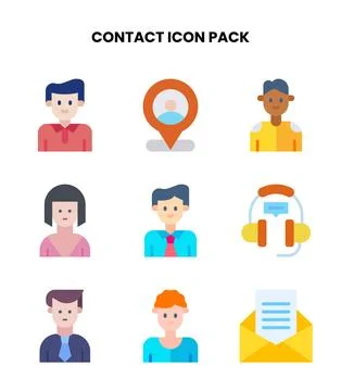Contact Flat Vector Icons Pack Stock Illustration