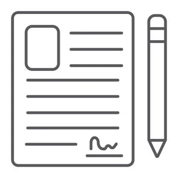 Contact form thin line icon, blank and register, document sign, vector graphics Ilustración de archivo