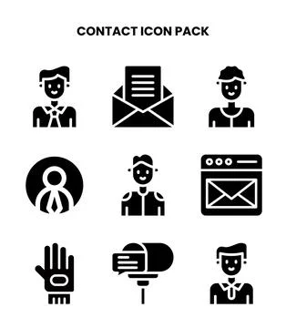 Contact Glyph Vector Icons Pack Stock Illustration