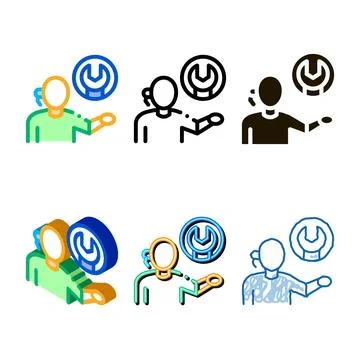 Contact help setting problems pack icon vector outline Stock Illustration