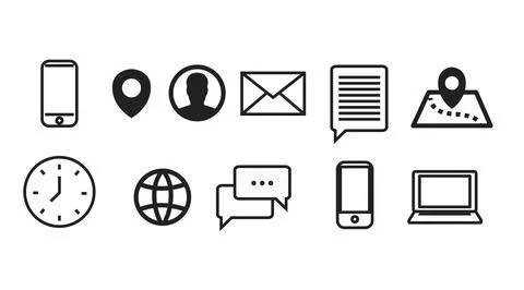 Contact Icon Set. Illustrazione stock