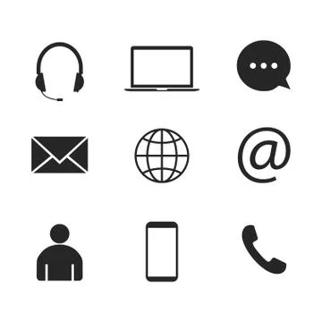 Contact Icon set. Vector illustrations. Flat design. Stock Illustration